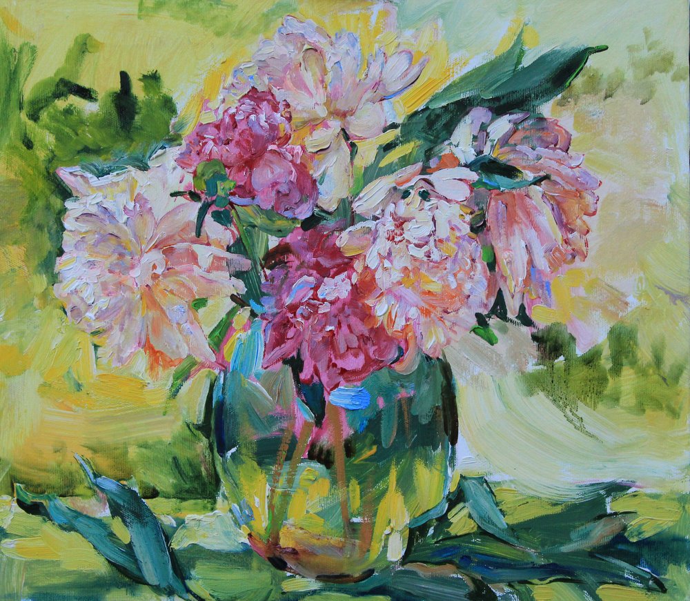 Lebhaftes Pfingstrosenbouquet von Andrii Kutsachenko