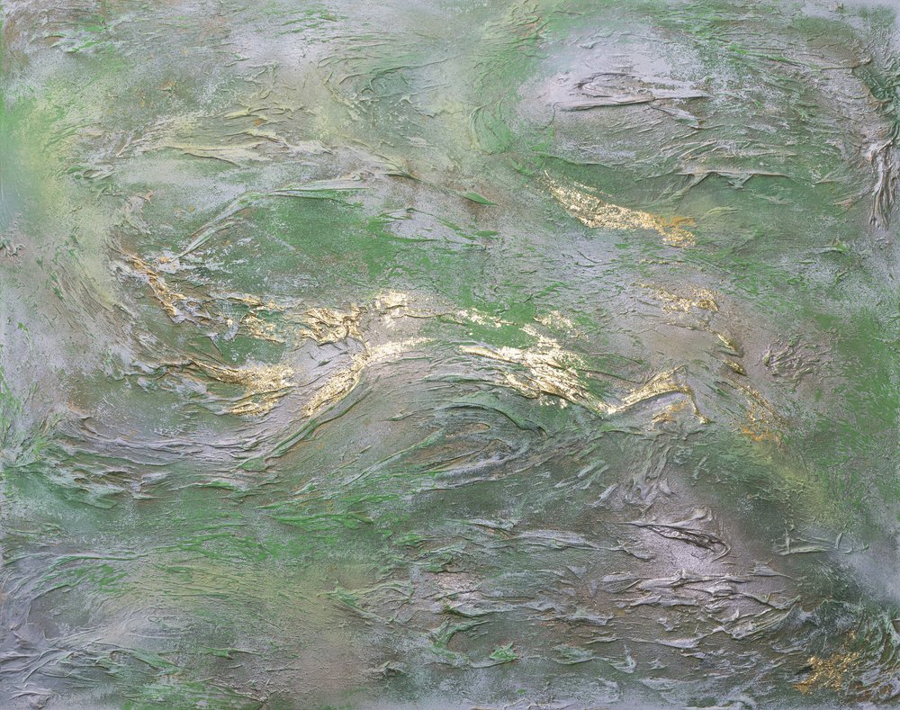 Grün-goldener Mineralfluss von Anete Purina-Purite