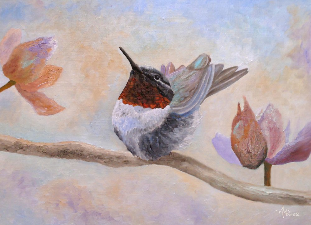 Kolibri unter Blüten von Angeles M. Pomata