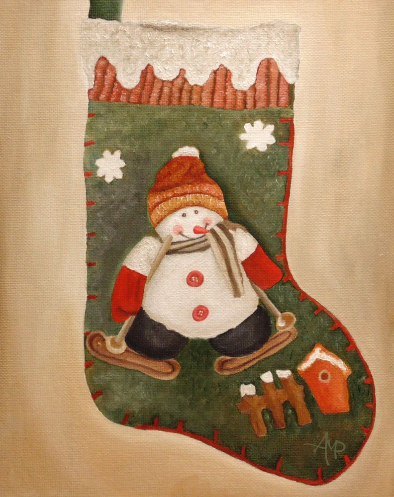 Skifahrender Schneemannstrumpf von Angeles M. Pomata