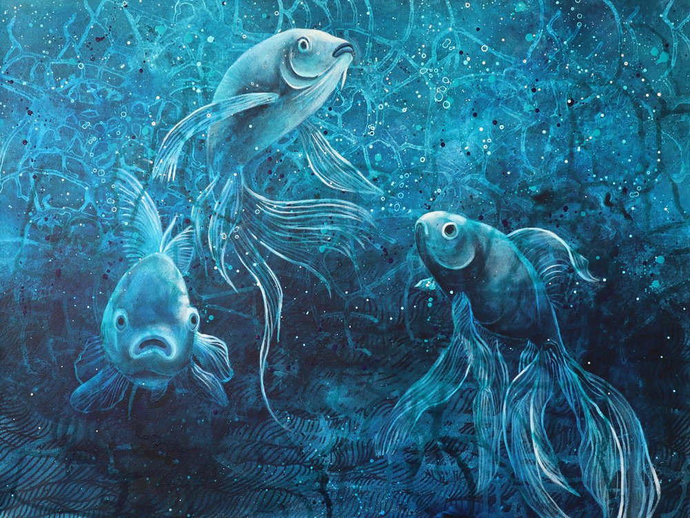 Drei Ätherische Goldfische von Ania Witwitzka