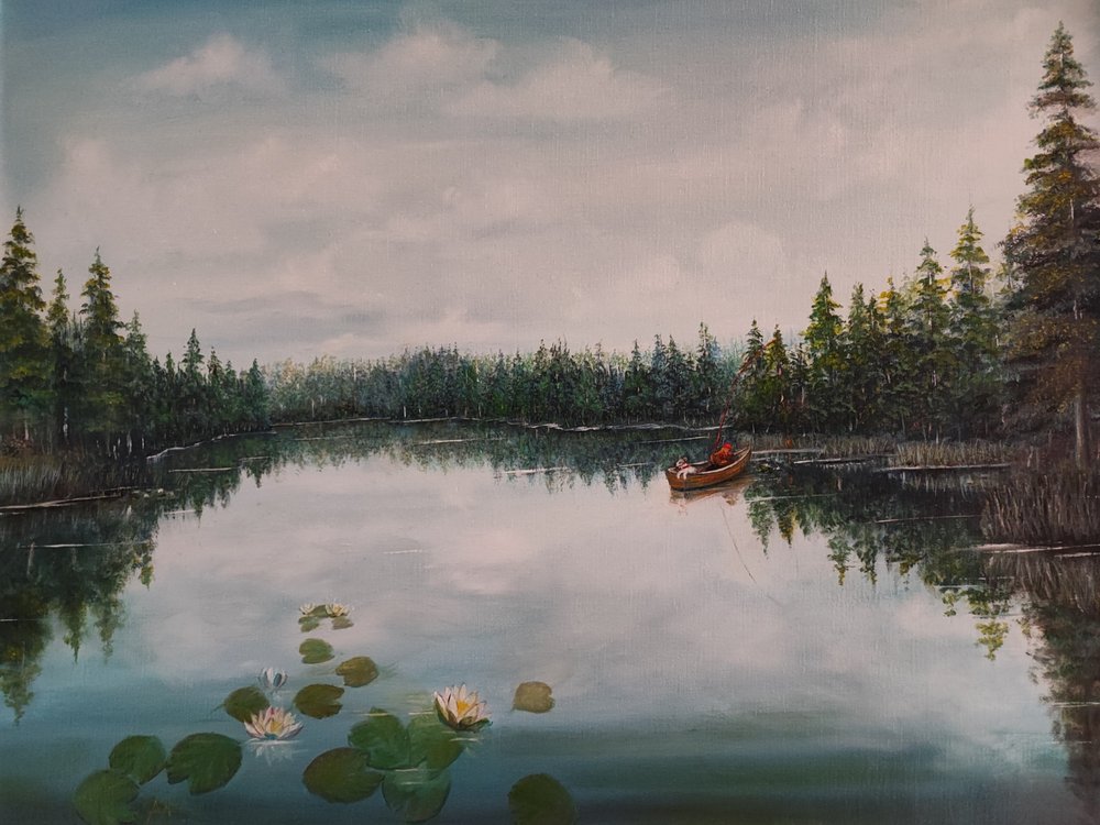 Ruhiges Angeln am See von Annette Armitage