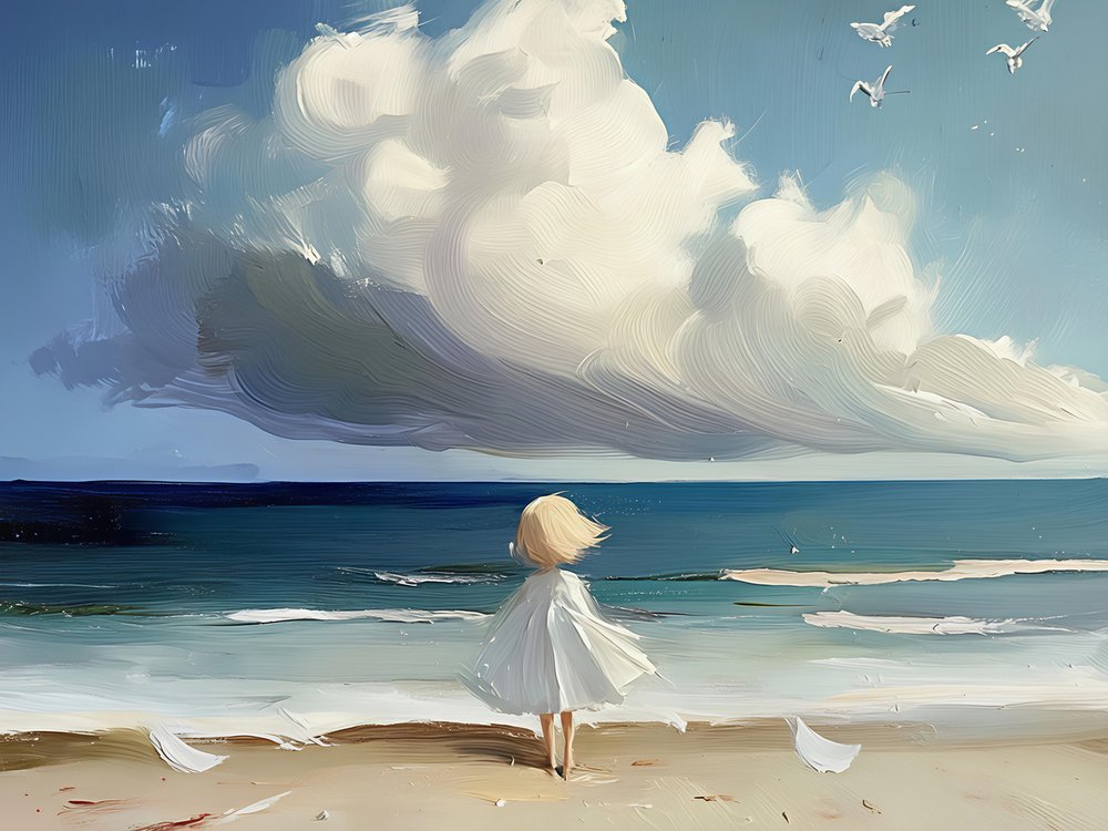 Mädchen schaut aufs Meer von Avanesova Elena