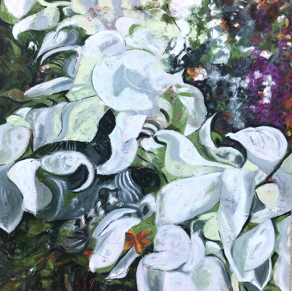 Weiße Blumen-Schmetterling von Barbara Piatti