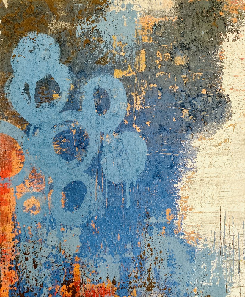 Verwitterte blaue Kreise von Berit Pihl