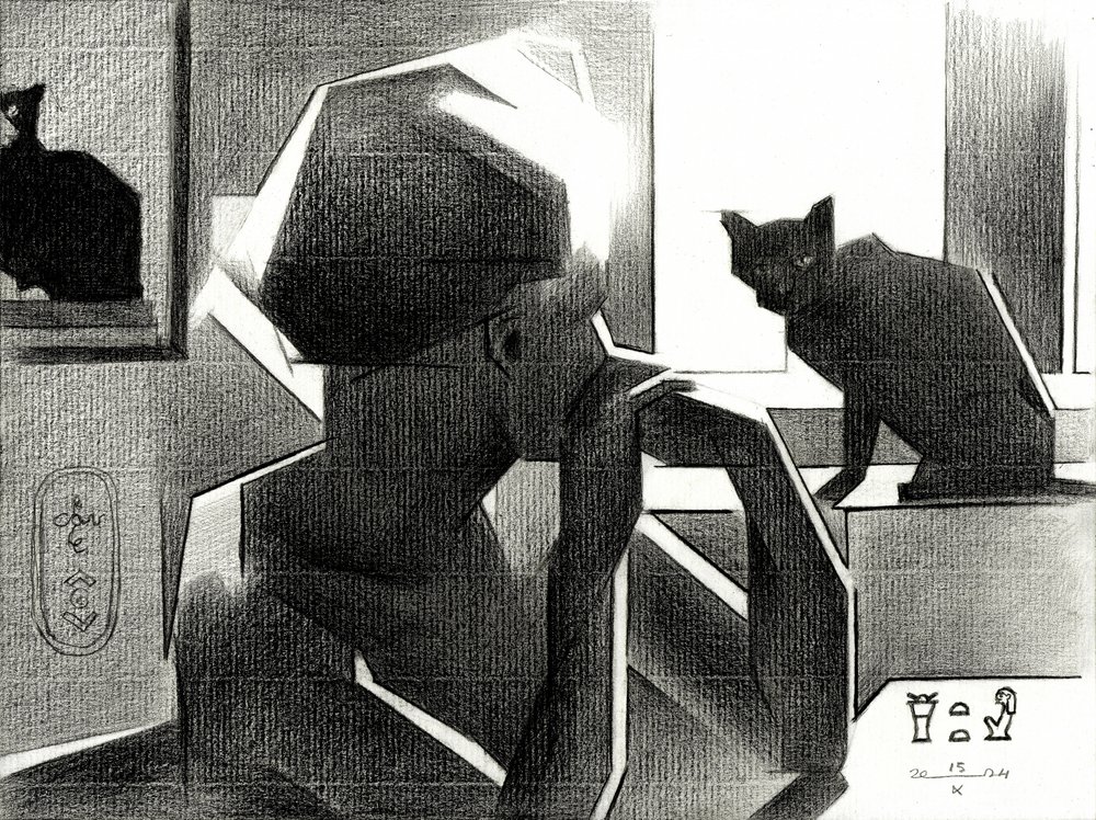 Ägyptische Königin und schwarze Katze von Corné Akkers