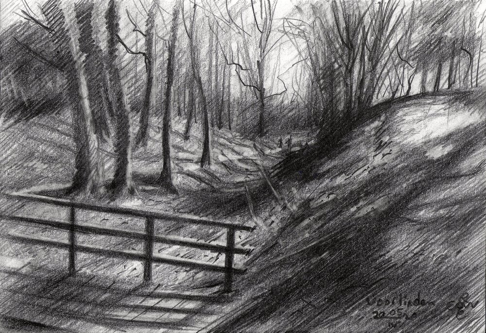 Waldweg Skizze von Corné Akkers