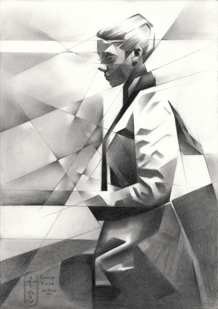 Modernes Geometrisches Porträt von Corné Akkers