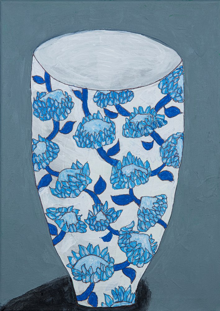 Blaue Blumenvase von Dale Hefer & Family