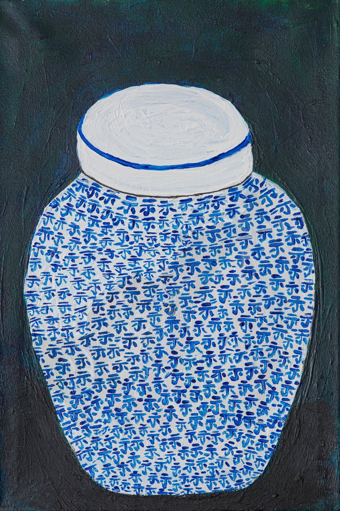Blau-weißer Ingwerkrug von Dale Hefer & Family