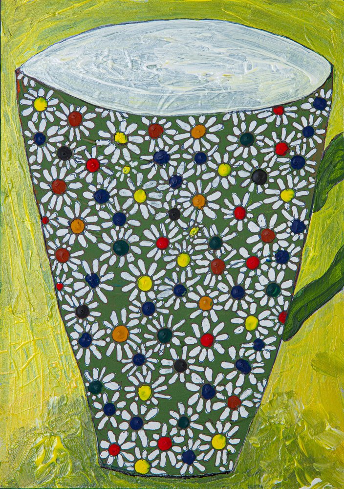 Bunte Gänseblümchen Teetasse von Dale Hefer & Family