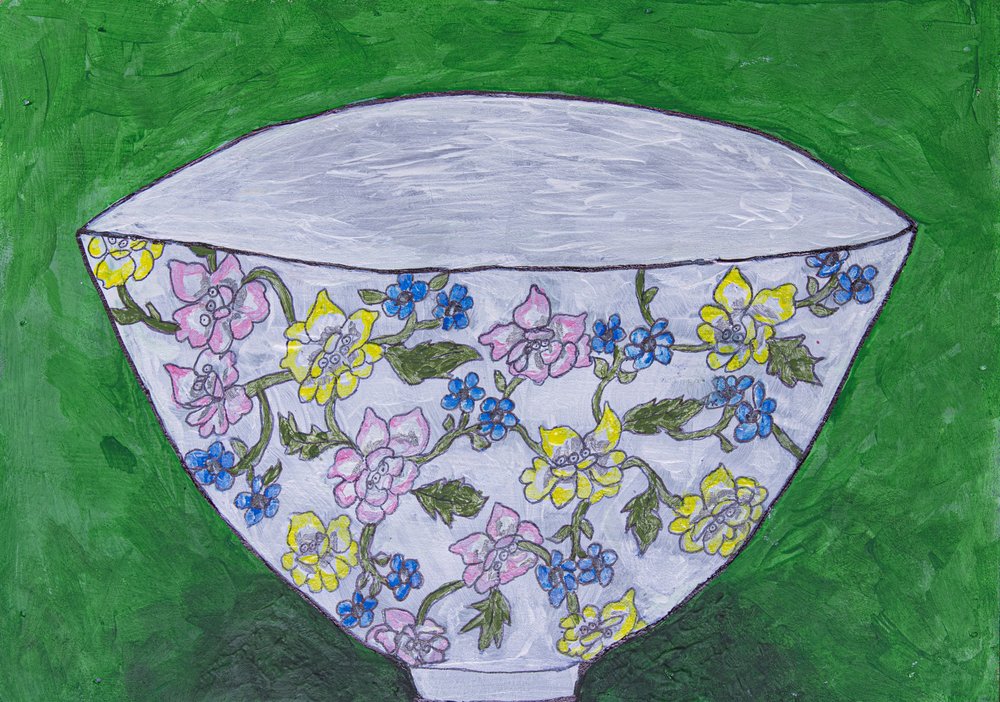 Bunte Blumenschale von Dale Hefer & Family