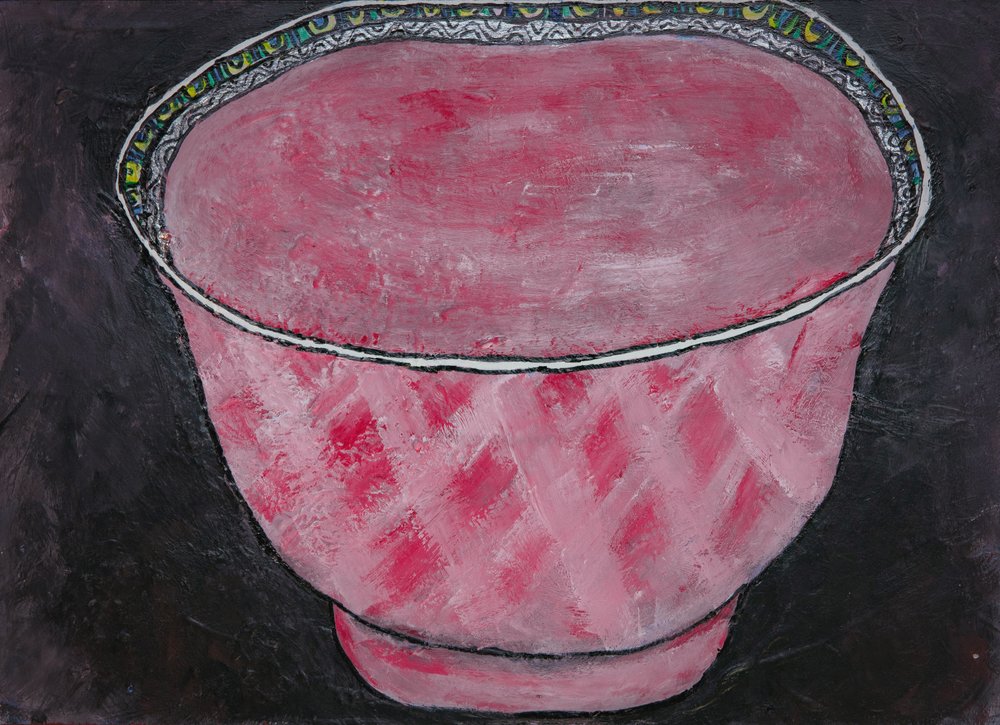 Gemusterte rosa Schale von Dale Hefer & Family