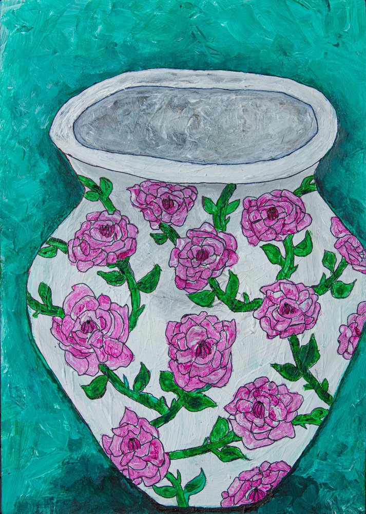 Rosa Rosen Vase von Dale Hefer & Family