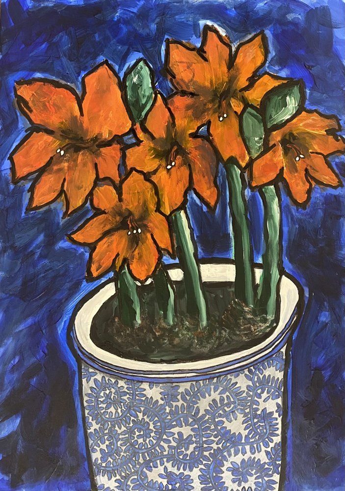 Lebendige orangefarbene Blumen von Dale Hefer & Family