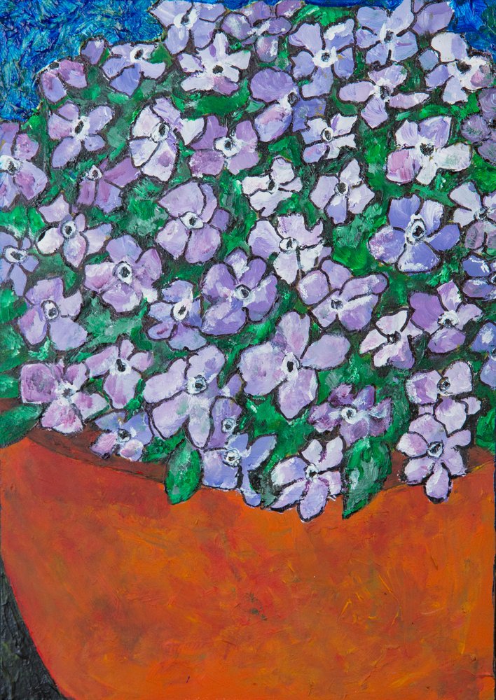 Lebendige lila Topfblumen von Dale Hefer & Family