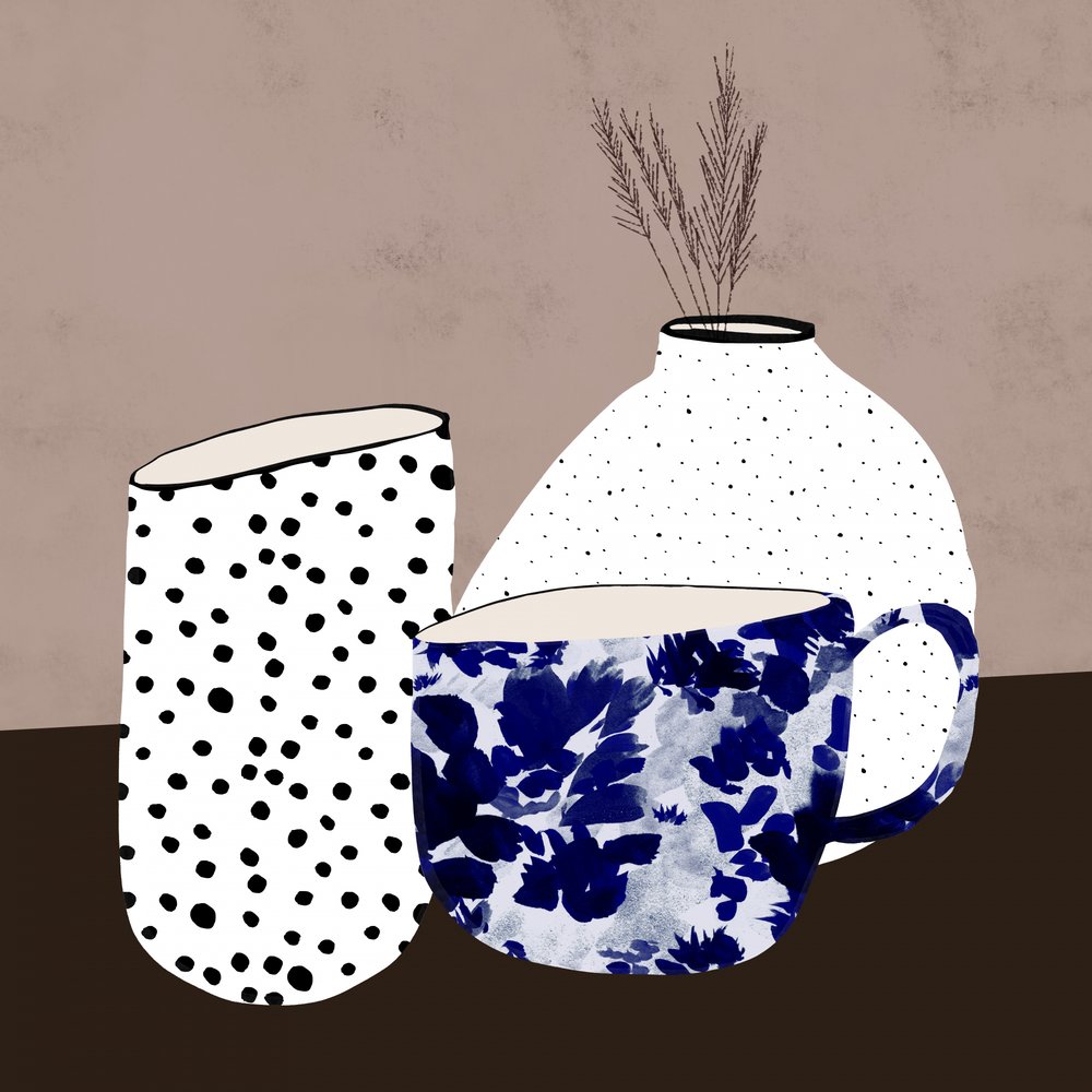 Moderne Vasen und Tasse von Danushka Abeygoda