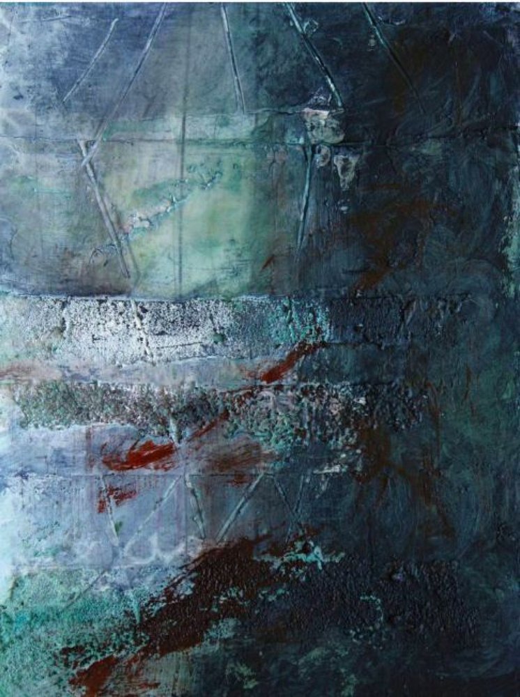 Stimmungsvolles Blau-Grünes Abstrakt von Deb Chaney