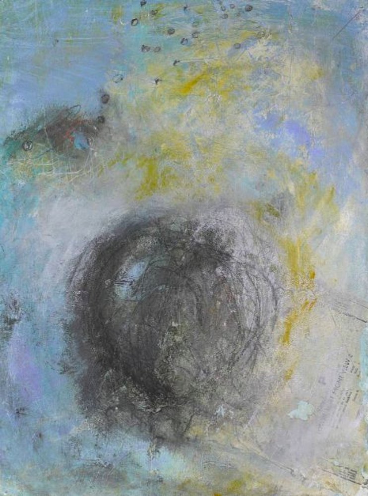 Gedämpftes Blau-Grau-Abstrakt von Deb Chaney