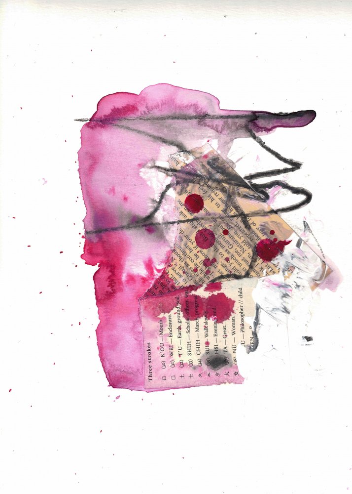 Lebendige Abstrakte Pinke Collage von Deb Chaney