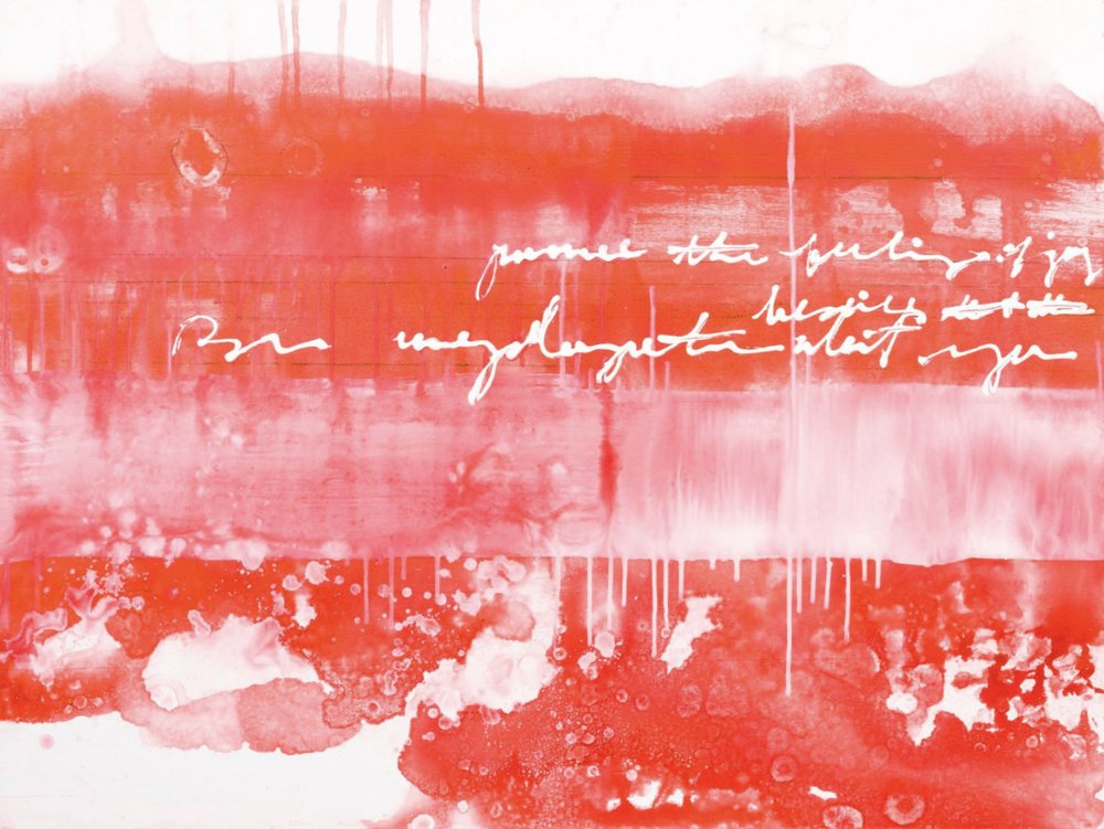 Lebhaftes Rotes Abstraktes Skript von Deb Chaney