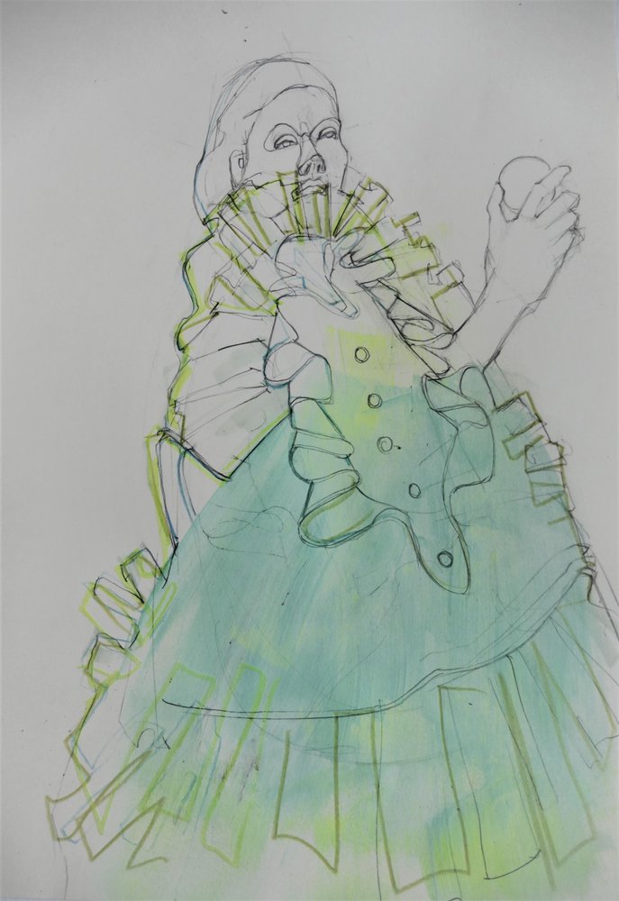 Elegantes grünes Porträt von Doris Schmitz