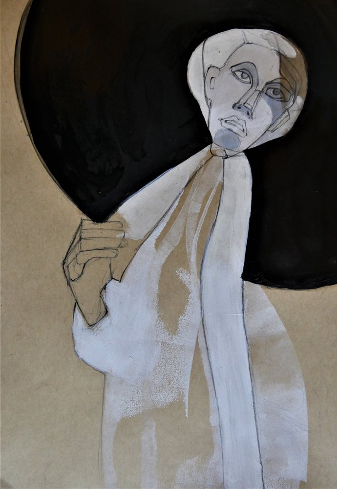 Elegante Frau mit schwarzem Hut von Doris Schmitz