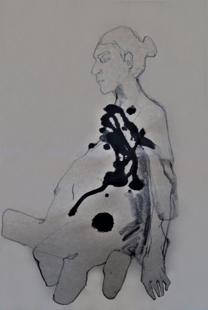 Figur mit dunkler Tinte von Doris Schmitz