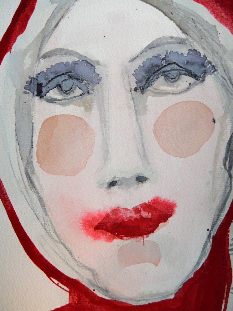 Rotes Lippenporträt von Doris Schmitz