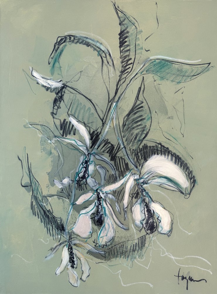Elegante Orchideenskizze von Dorothy Fagan