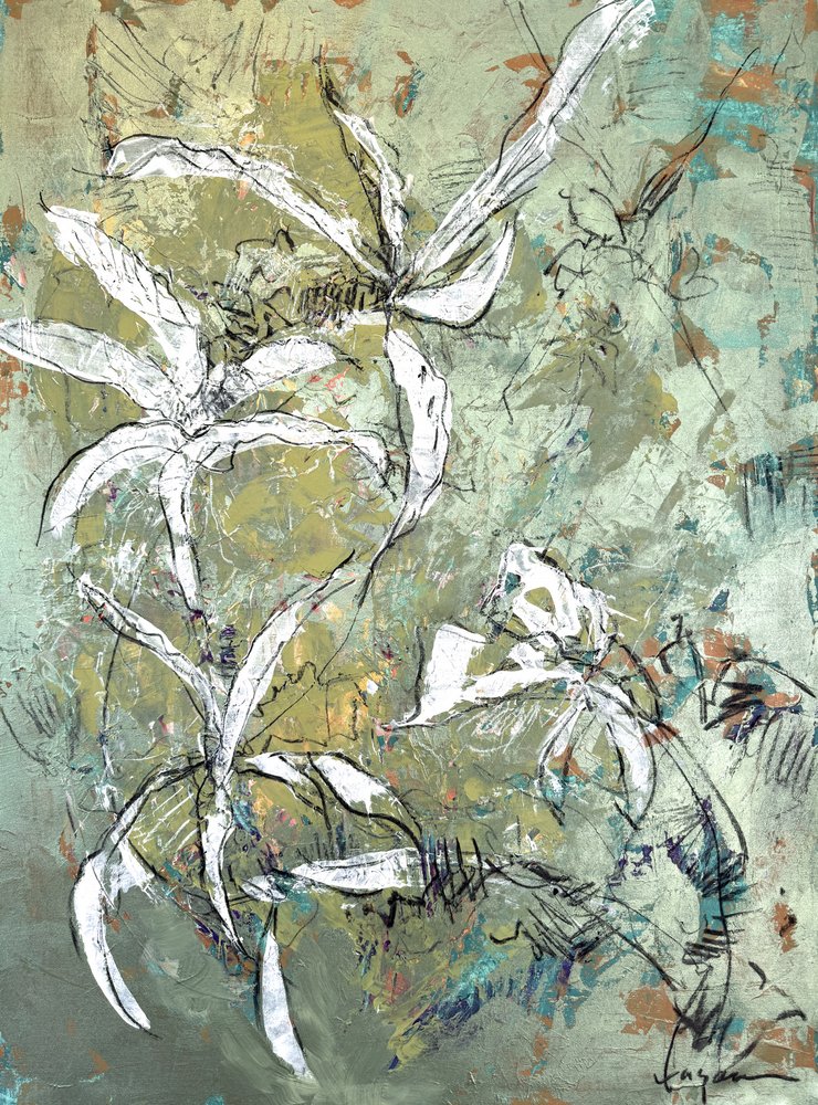 Grünes Blumenabstrakt von Dorothy Fagan