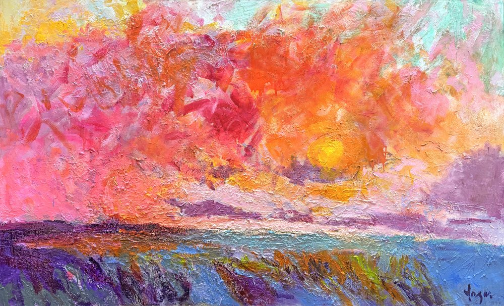 Lebendiger Sonnenuntergang am Meer von Dorothy Fagan