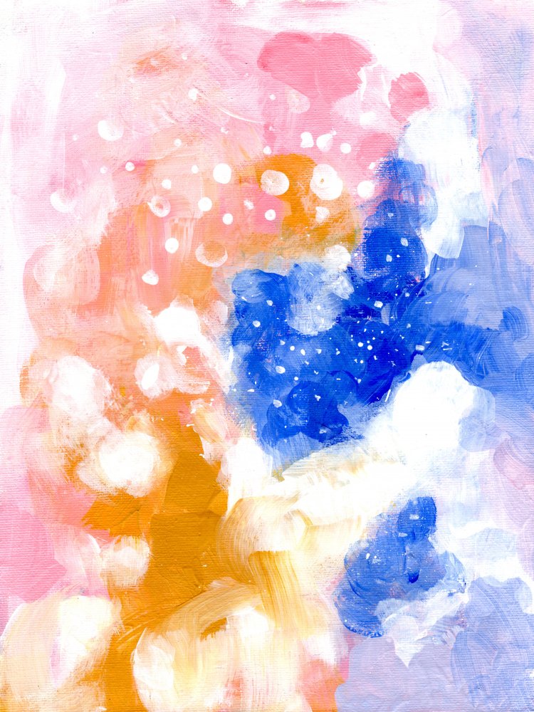 Träumendes Pink-Blau-Abstrakt von Ejaaz Haniff