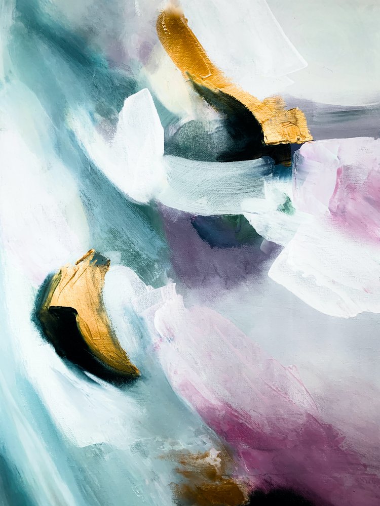 Goldener Teal-Abstraktfluss von Ejaaz Haniff