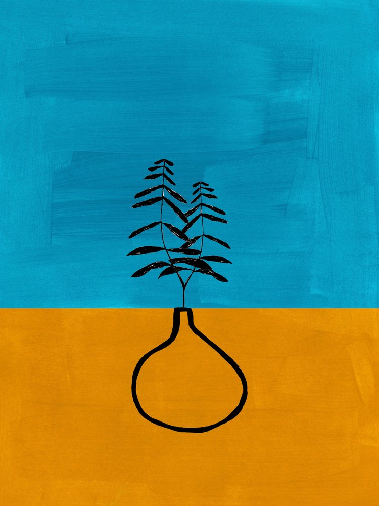 Serene blau-gelbe Pflanze von Ejaaz Haniff