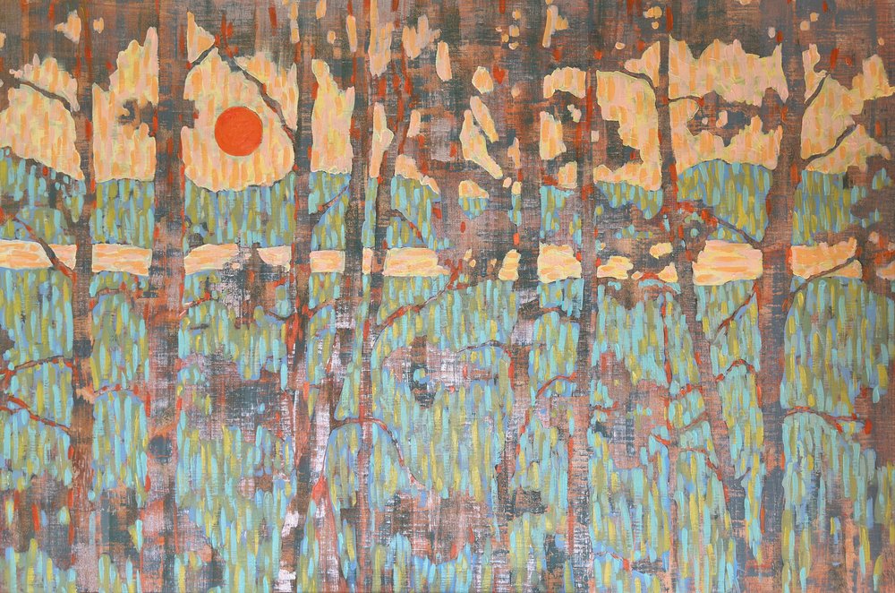 Abstrakter Waldsonnenuntergang von Ekaterina Prisich
