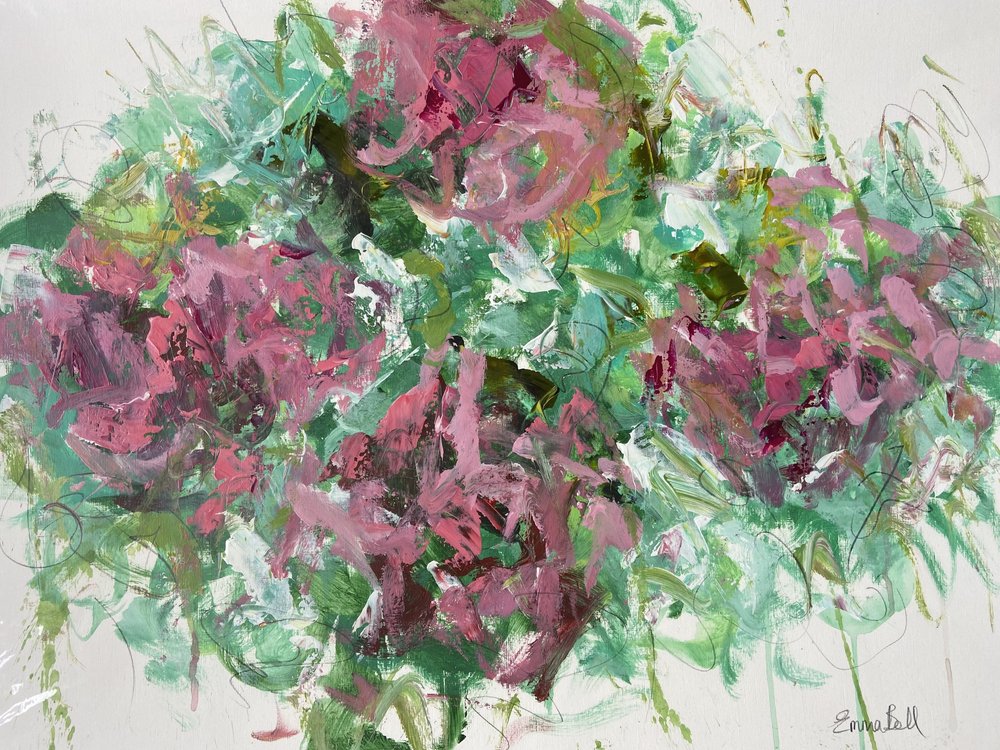 Rosa Blumenabstraktion von Emma Bell