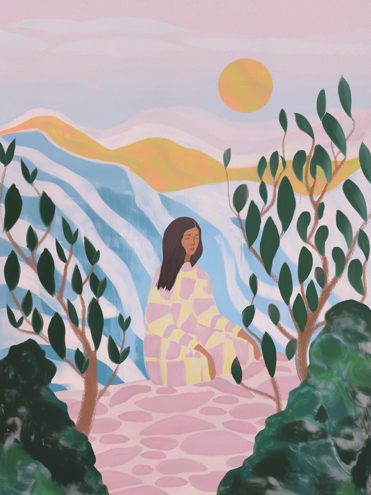 Frau in ruhiger Landschaft von Essa Van Reis