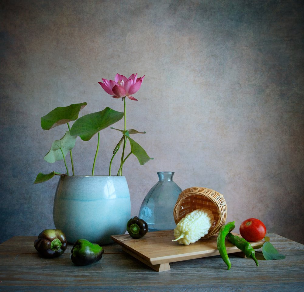 Rosa Lotus-Stillleben von Fangping Zhou