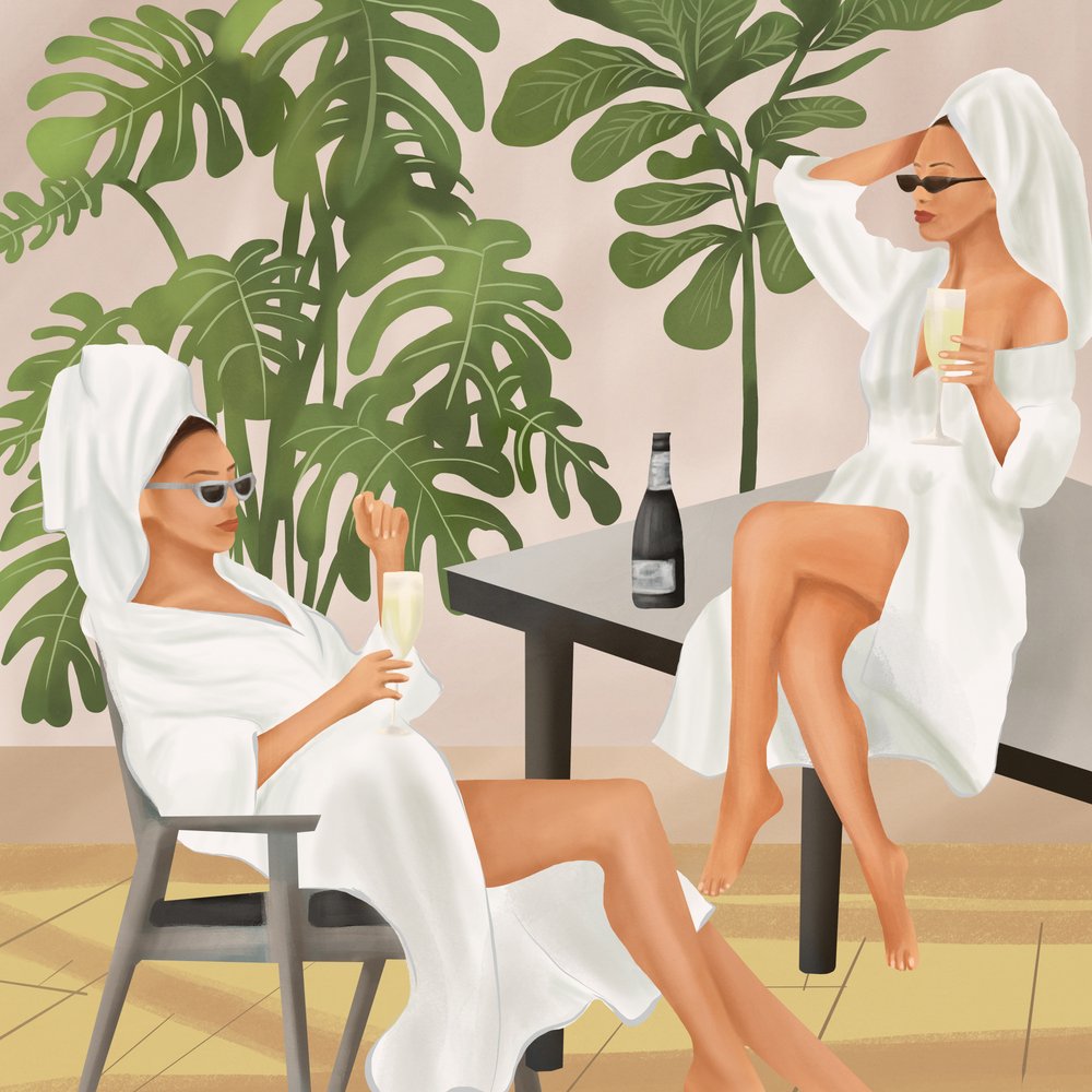 Entspannender Champagner-Moment von Flow Line