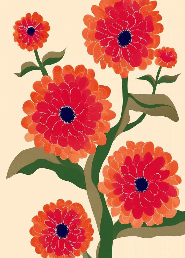 Lebendige rote Blüten von Flow Line