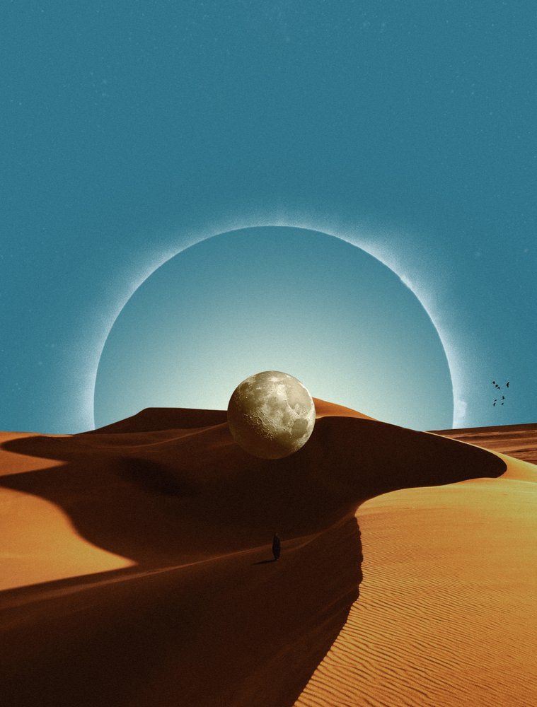 Surrealer Wüstenmond von Fran Rodríguez