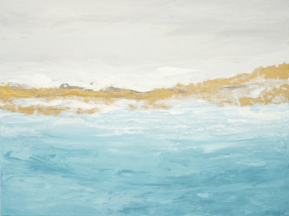 Abstrakte Blau-Gold-Meereslandschaft von Françoise Wattré