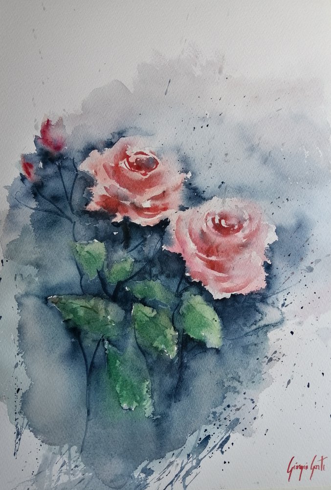 Rosa Aquarellrosen von Giorgio Gosti