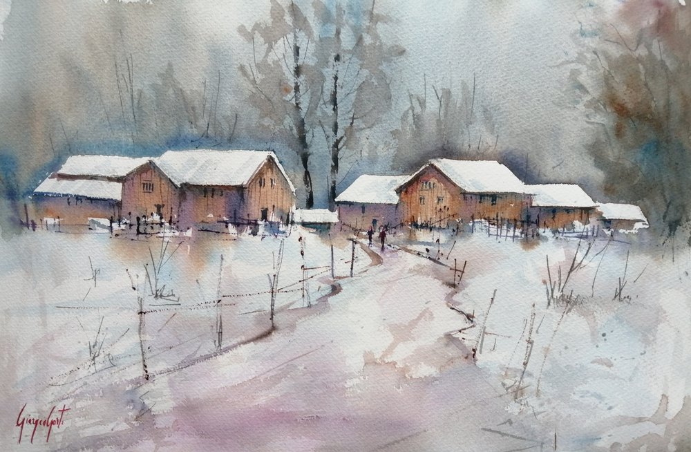 Rustikales Winterdorf von Giorgio Gosti