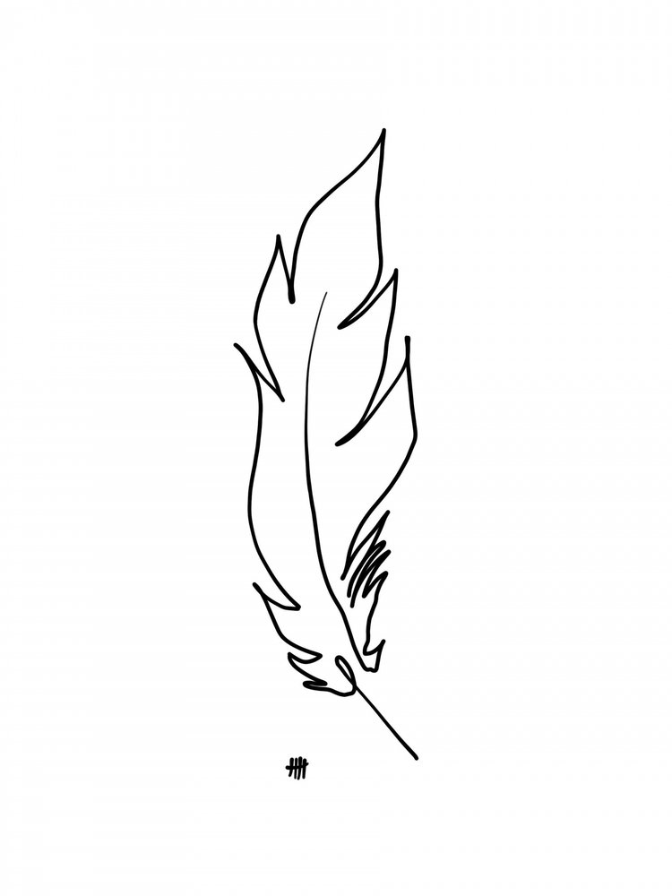 Minimalistischer Federumriss von Hanna Lee Tidd