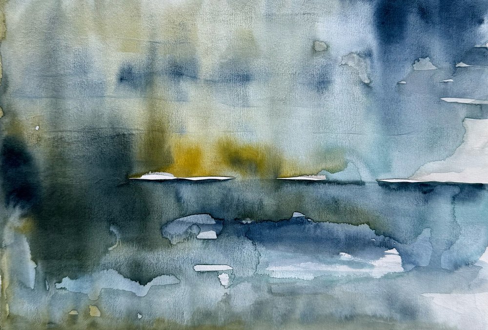 Abstrakter goldener Horizont von Helena Ryhle