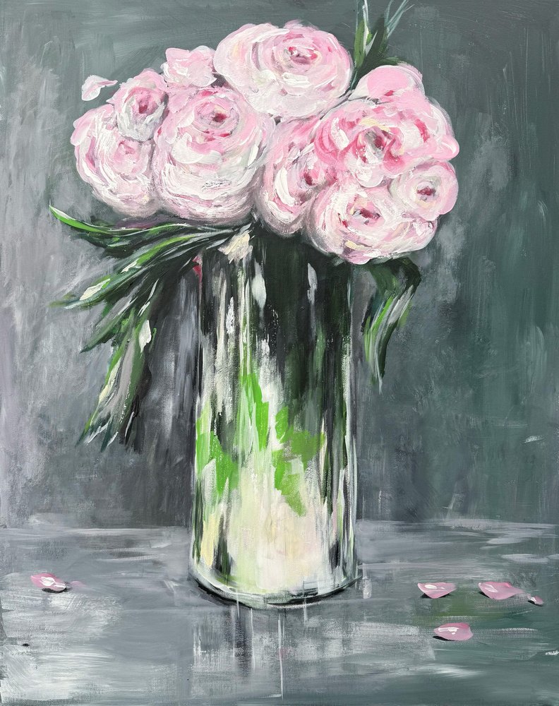 Rosa Pfingstrosen Stillleben von Helena Ryhle