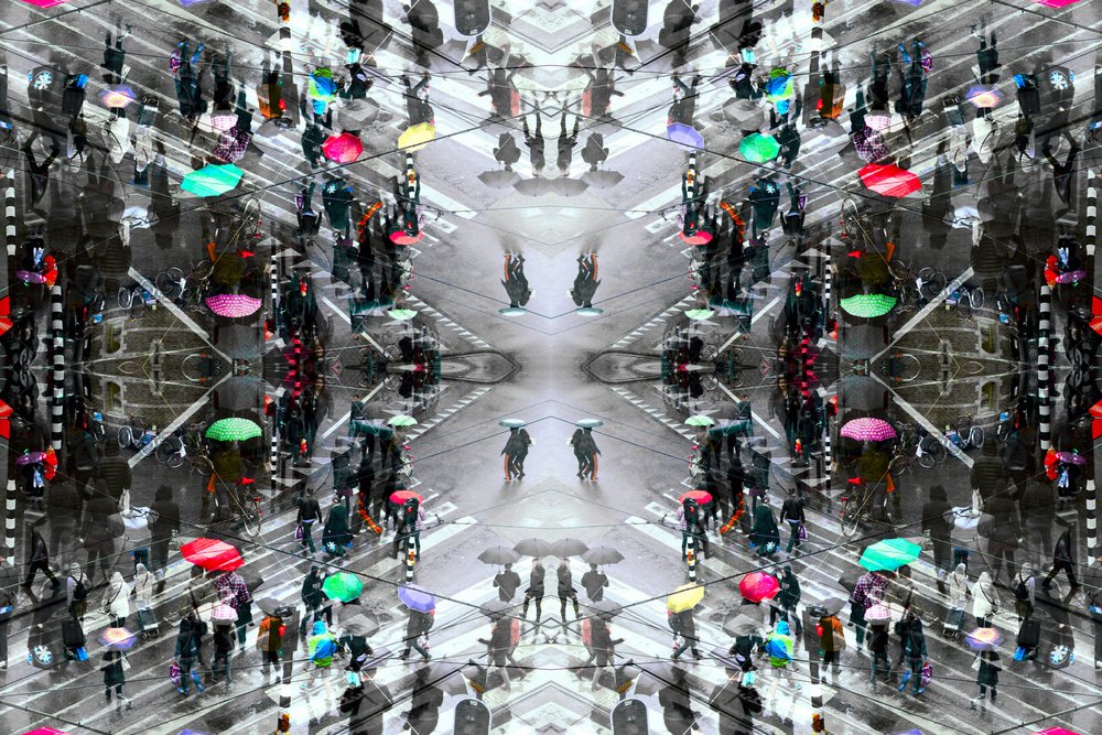 Bunte Regenschirme Stadt-Symmetrie von Igor Shrayer