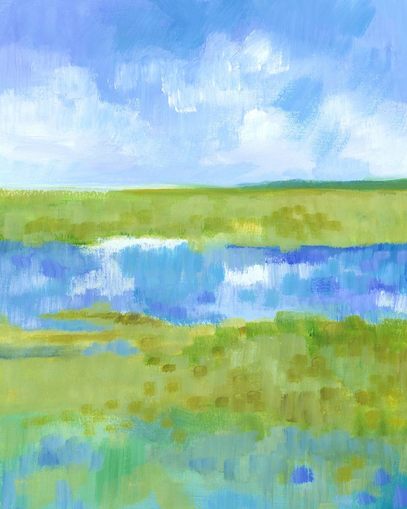 Abstrakte grün-blaue Landschaft von Isabelle Brent